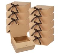 Alrens Gift Boxes With Lids, 10pcs Kraft Cardboard Gift Box for Presents, Brown 16x16x5cm