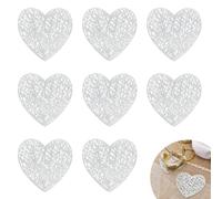Alrens Heart Shaped Pvc Table Mats And Coasters Set Of 8 Silver Drink Coasters For Dining Kitchen Decoration Cup Mats Coaster Sets Heart Placemats