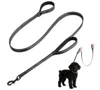 Alrens Heavy Duty Dog Lead for Medium/Large Dogs Black 120cm X 2.5cm Double Handle with Advanced Hook Training Lead Reflective Long Line Dog Leash for Walking and Training