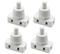Alrens Push Button Switch 4 Pack White Plastic Recessed Pressure Switch with Thread & Screw Cap, 220V~60HZ 10A Lamp Switch Replacement for Desk Lamp Air Cooler & Household Appliances