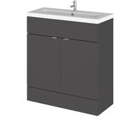 Alrewas Contemporary 2 Door Floor Standing Vanity Unit with Basin, Gloss Grey, 800mm