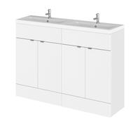 Alrewas Contemporary 2 Door Floor Standing Vanity Unit with Basin, Gloss White, 1200mm
