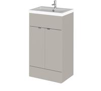 Alrewas Contemporary 2 Door Floor Standing Vanity Unit with Basin, Pebble Grey, 500mm