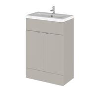 Alrewas Contemporary 2 Door Floor Standing Vanity Unit with Basin, Pebble Grey, 600mm