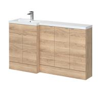 Alrewas Contemporary 2 Door Left-Hand Floor Standing Combination Unit with Basin, Bleached Oak, 1500mm