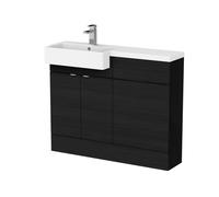 Alrewas Contemporary 2 Door Left-Hand Floor Standing Combination Unit with Basin, Charcoal Black, 1100mm