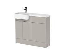Alrewas Contemporary 2 Door Left-Hand Floor Standing Combination Unit with Basin, Pebble Grey, 1000mm