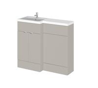 Alrewas Contemporary 2 Door Left-Hand Floor Standing Combination Unit with Basin, Pebble Grey, 1000mm