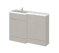 Alrewas Contemporary 2 Door Left-Hand Floor Standing Combination Unit with Basin, Pebble Grey, 1200mm