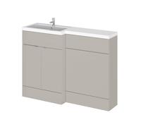 Alrewas Contemporary 2 Door Left-Hand Floor Standing Combination Unit with Basin, Pebble Grey, 1200mm