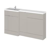 Alrewas Contemporary 2 Door Left-Hand Floor Standing Combination Unit with Basin, Pebble Grey, 1500mm