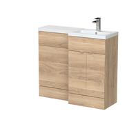 Alrewas Contemporary 2 Door Right-Hand Floor Standing Combination Unit with Basin, Bleached Oak, 1000mm