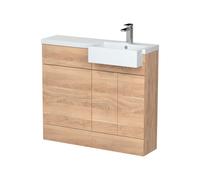 Alrewas Contemporary 2 Door Right-Hand Floor Standing Combination Unit with Basin, Bleached Oak, 1000mm