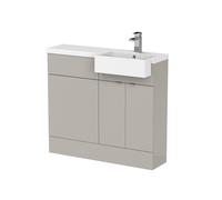 Alrewas Contemporary 2 Door Right-Hand Floor Standing Combination Unit with Basin, Pebble Grey, 1000mm