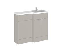 Alrewas Contemporary 2 Door Right-Hand Floor Standing Combination Unit with Basin, Pebble Grey, 1000mm