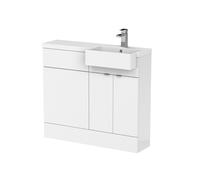 Alrewas Contemporary 2 Door Right-Hand Floor Standing Combination Unit with Polymarble Basin, Gloss White, 1000mm