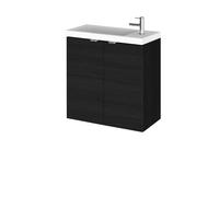 Alrewas Contemporary 2 Door Wall Hung Vanity Unit with Basin, Charcoal Black, 500mm