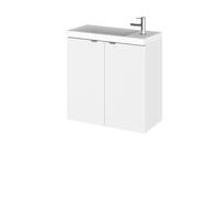 Alrewas Contemporary 2 Door Wall Hung Vanity Unit with Basin, Gloss White, 500mm