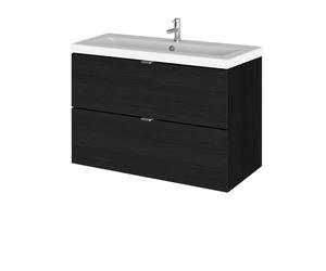 Alrewas Contemporary 2 Drawer Wall Hung Vanity Unit with Basin, Charcoal Black, 800mm