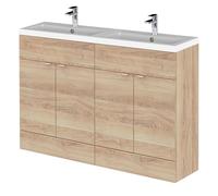 Alrewas Contemporary 4 Door Floor Standing Vanity Unit with Basin, Bleached Oak, 1200mm