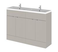 Alrewas Contemporary 4 Door Floor Standing Vanity Unit with Basin, Pebble Grey, 1200mm