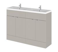 Balterley Alrewas Contemporary 4 Door Floor Standing Vanity Unit With Basin, Pebble Grey, 1200mm