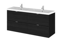 Alrewas Contemporary 4 Drawer Wall Hung Vanity Unit with Basin, Charcoal Black, 1200mm