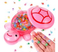 Alrhso 200Pcs Mini Resin Turtles with 1Pcs Large Turtle, Luminous Plastic Turtles Glow in the Dark for Miniature Landscapes, Aquarium Decorations, Gardens (Pink)