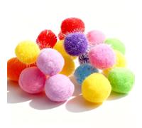 Alrhso 20Pcs Cat Pom Pom Balls Toy 2.5 cm Colorful Sparkle Fuzzy Ball Without Bells Soft Interactive Kitten Ball Exercise Toys for Indoor Kitten Playing Quiet