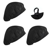 Alrhso 3 Pcs Chef Hat Adjustable Working Caps Reusable Food Service Hair Nets Kitchen Cooking Hat Washable Mesh Bouffant Beanie, Black