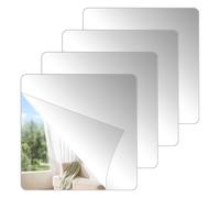 Alrhso 4 Pcs Flexible Mirror Sheets 15x15cm Self Adhesive High Clear Mirrors Thickened Acrylic Mirrors Tiles Non-Glass Stick on Mirror Stickers for Bathroom, Bedroom, Door, Wall