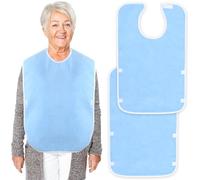 Alrhso Adult Bibs for Men and Women 2 Pack Absorbent Terry Cloth Bibs for Elderly Washable Reusable Seniors Bib for Eating, Clothing Protectors (Waterproof on the Back)