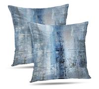 Alricc Blue and Grey Throw Pillow Cover Pack of 2, Abstract Art Gallery Modern Decorative Cushion Cover for Bedroom Sofa Living Room(16 x 16 Inch,Blue and Grey)