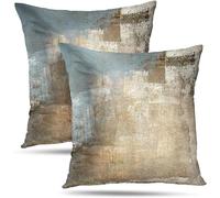 Alricc Grey and Beige Abstract Art Contemporary Pillow Cover, Modern Neutral Decorative Throw Pillows Cushion Cover for Bedroom Sofa Living Room 20 x 20 Inch Set of 2