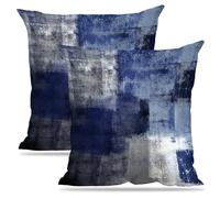 Alricc Set of 2 Blue Art Artwork Contemporary Decorative Gray Home Decorative Throw Pillow Covers Cushion Covers for Bedroom Sofa Living Room 18X18 Inches