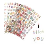 Alriedy 24PCS Vintage Scrapbook Stickers Set Alphabet Letter Number Stickers, Self-Adhesive DIY Craft Decals - Versatile Colorful Durable Stickers for Scrapbooking, Journaling, Notebooks & DIY Crafts