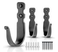 Alriedy 3Pcs Cast Iron Coat Hooks, Decorative Wall Hooks Heavy Duty - Vintage Wrought Iron Double Hook with Screws & Anchors, 100lbs Load Capacity for Hanging Coats Bags Towels in Bathroom Kitchen