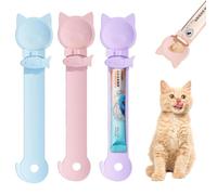 Alriedy 3PCS Cat Treat Dispenser Squeeze Spoon Set, Multifunctional Cat Food Pouch Squeezer for Lickable Treats & Wet Food, Ergonomic Non-Slip Grip Cat Spoon for Liquid Snacks, Easy to Clean