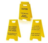 Alriedy 3PCS Funny Office Desk Accessories, Mini Desk Sign Caution Overstimulated Do Not Approach Warning Plaque, Humorous Prank Gag Gift for Coworkers Friends, Office Cubicle Decor