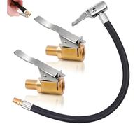 Alriedy 3PCS Tyre Inflator Adaptor Set, 2PCS 8mm Brass Valve Air Pump Clip and 1PCS 30cm Extension Hose, Universal Tire Inflation Adapter for Car Bike Motorcycle Pump Accessories