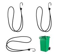 Alriedy 3PCS Wheelie Bin Locks UK Bungee Straps Bungee Cords with Hooks, Heavy Duty Elastic Luggage Straps 5x55cm for Outdoor Camping Tent Tarp Tie Downs, Windproof Prevents Rubbish Spills
