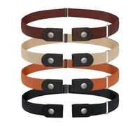 Alriedy 4 PCS Kids Elastic Belt No Buckle Stretch Belt, Adjustable Invisible Elastic Belts for Boys and Girls, Comfortable Waistband for Jeans Pants Without Buckle Free Design