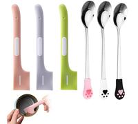 Alriedy 6PCS Cat Spoon and Pet Food Scoop Set, 3 Stainless Steel Cat Claw Spoons and 3 Long Handle Silicone Scoops, Cute Canning Spoon for Wet Dry Dog Cat Food Kitchen Tools