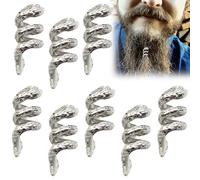 Alriedy 8-Piece Viking Beard Beads Set - Premium Beard Jewellery for Men | Adjustable Metal Clips for Dreadlocks, Braids & Beards | Dull Black | Includes Beard Elastics & Hair Beads | Nordic St