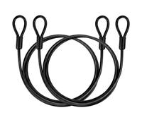 Alriedy Pack of 2 Safety Cable Loop Cable 1 m Long 4 mm Thickness Wire Rope with Eyelets, Plastic Coated for Cable Lock Bicycle Trailer, with High Load Capacity, Black