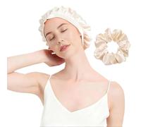 Alriedy Pack of 2 Silk Bonnet for Sleeping & Silk Scrunchie, Sleep Cap & Silk Hood Hair with Adjustable Band, Included, Silk Bonnet & Scrunchies Hair Scrunchies Set for All Hair Types