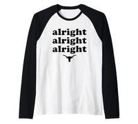 Alright Alright Texas Bull Cowboy Western Design Raglan Baseball Tee
