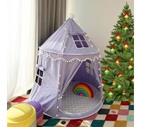 ALRITHO Play Tent for Children (Dream Purple), Made of Soft Silky Cotton Fabric, 1 Entrance & 3 Windows (TripleAir Effect), Includes Bag & Floor Mat, Sturdy Playhouse, Teepee for Boys and Girls