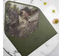 ALRIUS 10pcs Retro Oil Painting Lining Paper Envelopes Vintage Envelope Avocado Green Oil Painting Envelope Flame Lacquer Card Envelopes