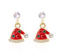ALRNBY Christmas Earrings for Women Dainty Dangle Stud Earrings Christmas Tree Stocking Santa Claus Hat Snowman Snowflake Earrings Cute Earrings Gift Red and Green Earrings, Zinc, Cubic Zirconia